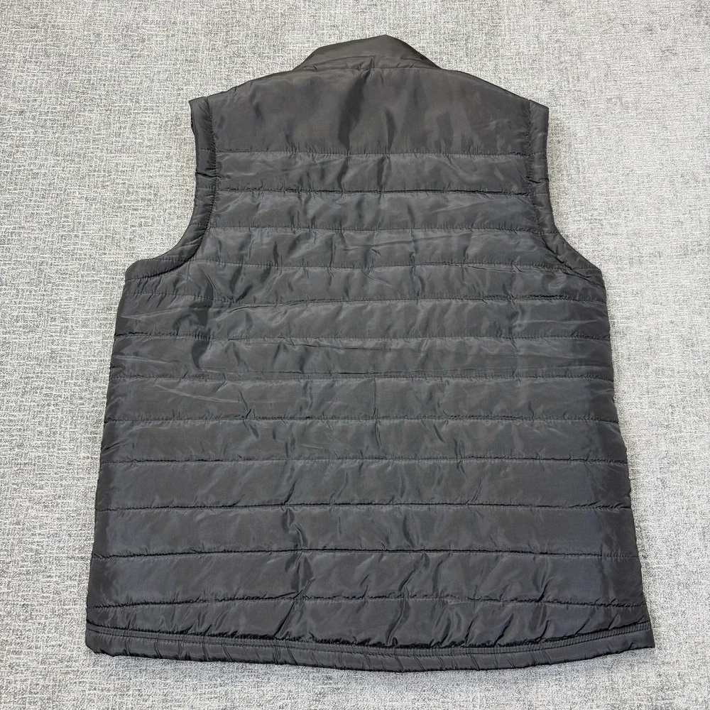 True Religion Puffer Vest Mens Large Black Full Zip Quilted Logo‎